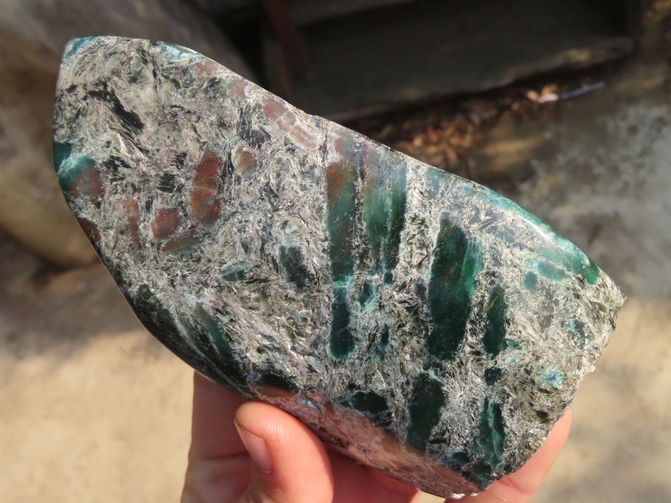 Polished Rare Emerald Mica In Matrix Standing Free Forms x 2 From Mutoko, Zimbabwe - Toprock Gemstones and Minerals 