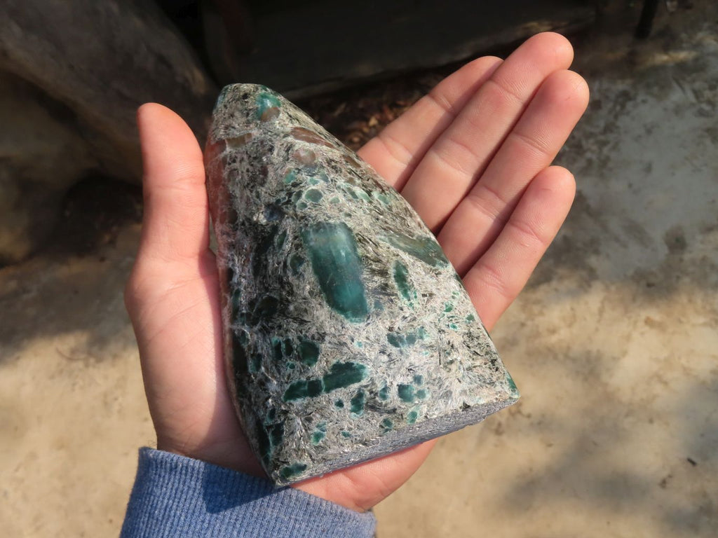 Polished Rare Emerald Mica In Matrix Standing Free Forms x 2 From Mutoko, Zimbabwe - Toprock Gemstones and Minerals 