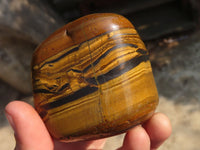 Polished Golden Tigers Eye Free Forms x 2 From Prieska, Northern Cape