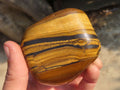 Polished Golden Tigers Eye Free Forms x 2 From Prieska, Northern Cape - Toprock Gemstones and Minerals 