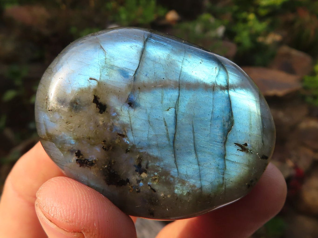 Polished  Flashy Labradorite Palm Stones  x 12 From Tulear, Madagascar - Toprock Gemstones and Minerals 