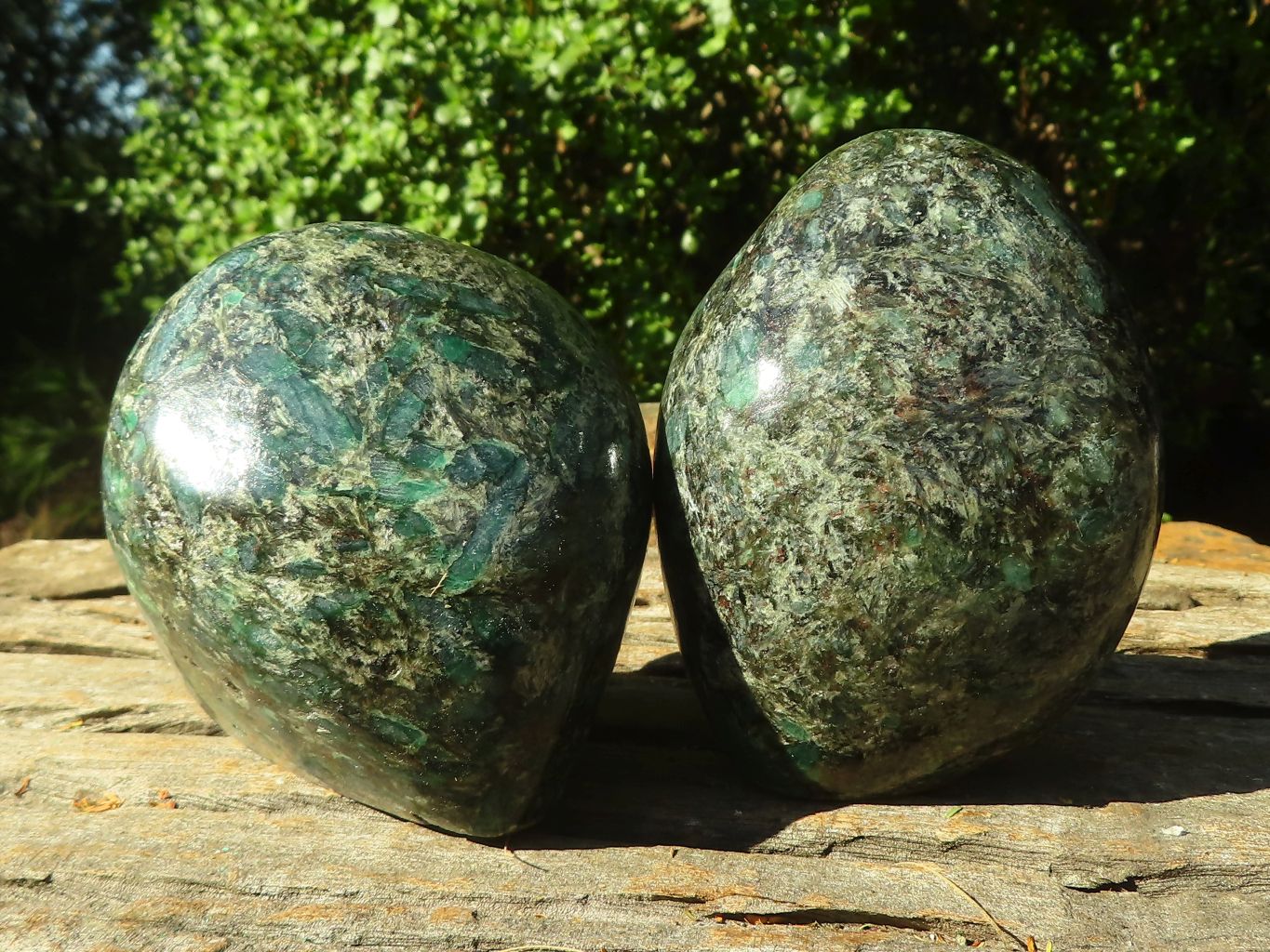 Polished Green Emerald In Matrix Standing Free Forms  x 2 From Sandawana, Zimbabwe - TopRock