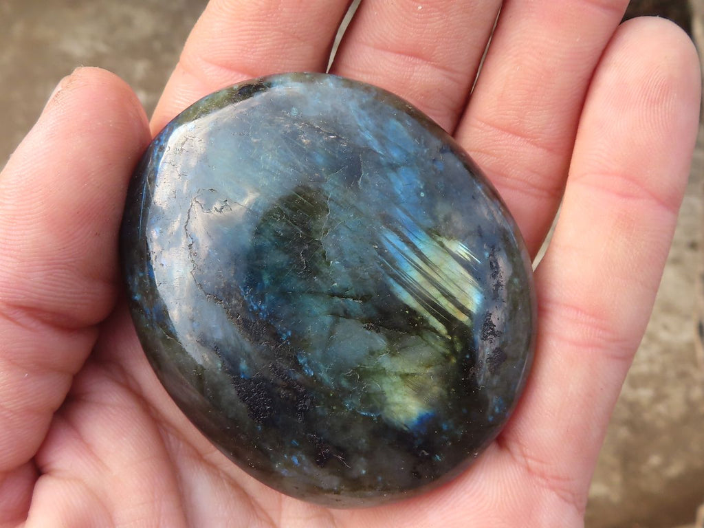 Polished  Flashy Labradorite Palm Stones  x 12 From Tulear, Madagascar - Toprock Gemstones and Minerals 