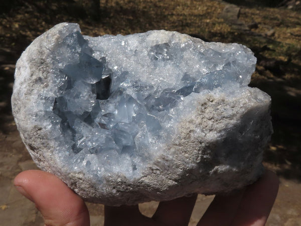 Natural Blue Celestite Geode Specimens With Nice Optic Crystals  x 2 From Sakoany, Madagascar - TopRock