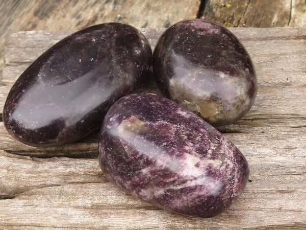 Polished Extra Large Purple Lepidolite Free Forms x 3 From Zimbabwe - TopRock
