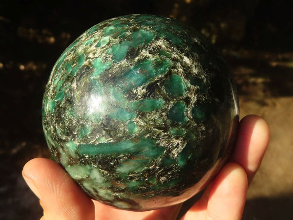Polished Rare Emerald In Matrix Spheres  x 2 From Sandawana, Zimbabwe - Toprock Gemstones and Minerals 