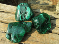 Polished Malachite Free Forms x 3 From Kolwezi, Congo - Toprock Gemstones and Minerals 