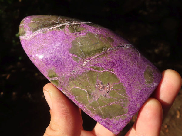 Polished Stichtite & Serpentine Standing Free Forms With Silky Purple Threads  x 2 From Barberton, South Africa