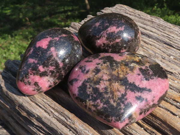 Polished Mixed Pink & Black Rhodonite Items  x 3 From Madagascar - TopRock