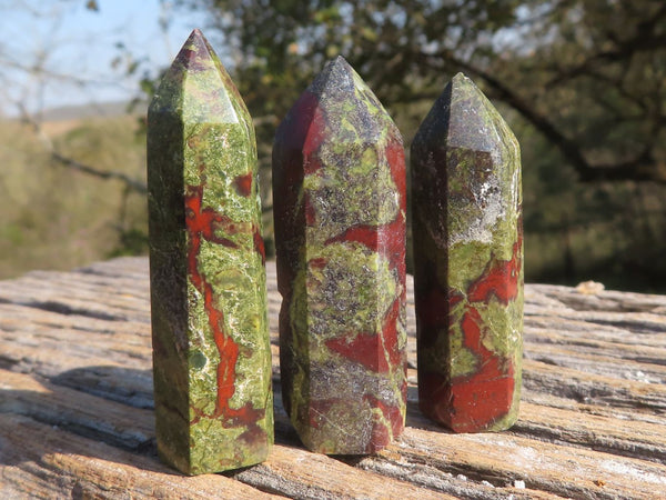 Polished Small Dragon (Bastite) Bloodstone Jewellery Points  x 20 From Tshipise, South Africa - TopRock