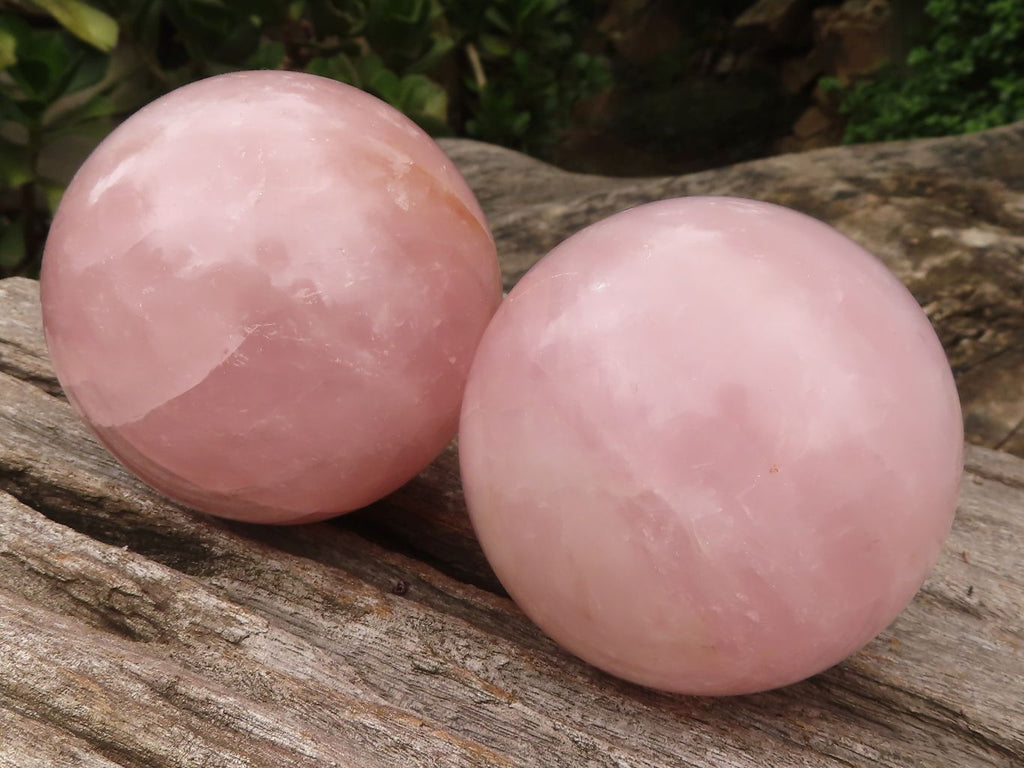 Polished Pink Rose Quartz Spheres  x 2 From Madagascar - TopRock