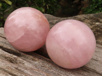 Polished Pink Rose Quartz Spheres  x 2 From Madagascar - TopRock
