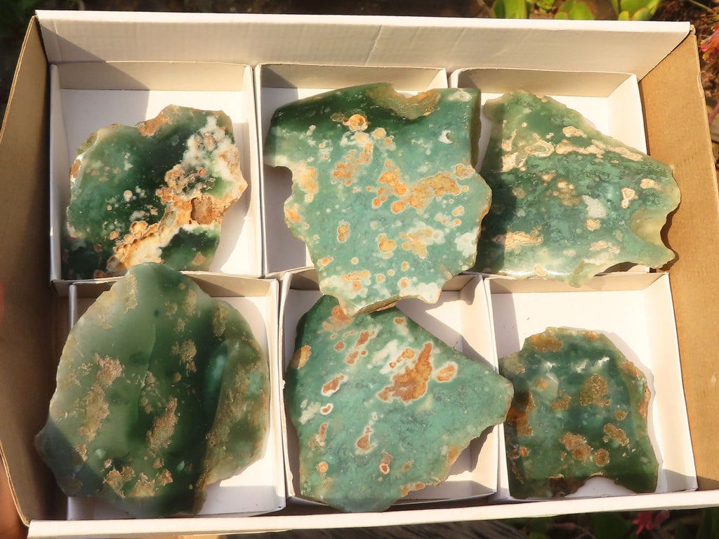 Polished On One Side Emerald Mtorolite Plates x 6 From Mutorashanga, Zimbabwe - Toprock Gemstones and Minerals 