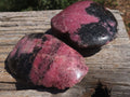 Polished Half Polished Pink & Black Rhodonite Pieces x 4 From Ambindavato, Madagascar - TopRock