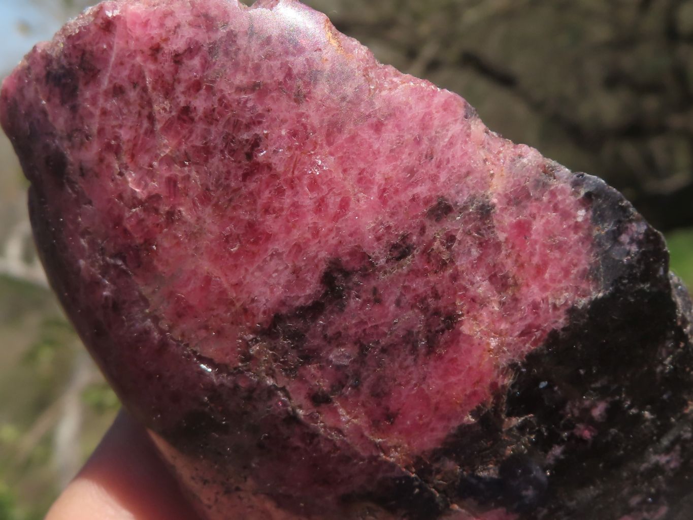 Polished Half Polished Pink & Black Rhodonite Pieces x 4 From Ambindavato, Madagascar - TopRock