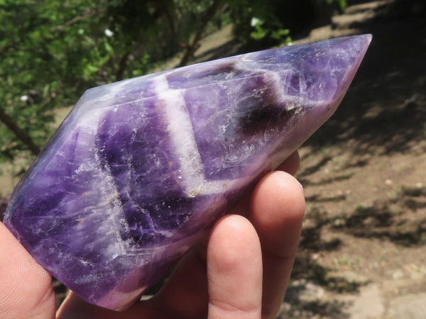 Polished Chevron Amethyst Points  x 6 From Zambia - TopRock
