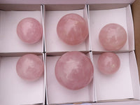 Polished Gemmy Pink Rose Quartz Spheres  x 6 From Madagascar - TopRock