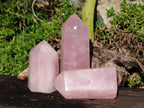 Polished Beautiful Pink Rose Quartz Towers x 3 From Madagascar - TopRock