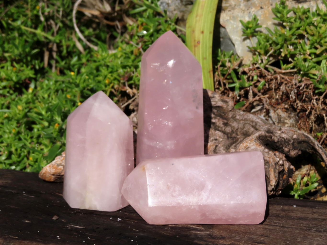 Polished Beautiful Pink Rose Quartz Towers x 3 From Madagascar - TopRock