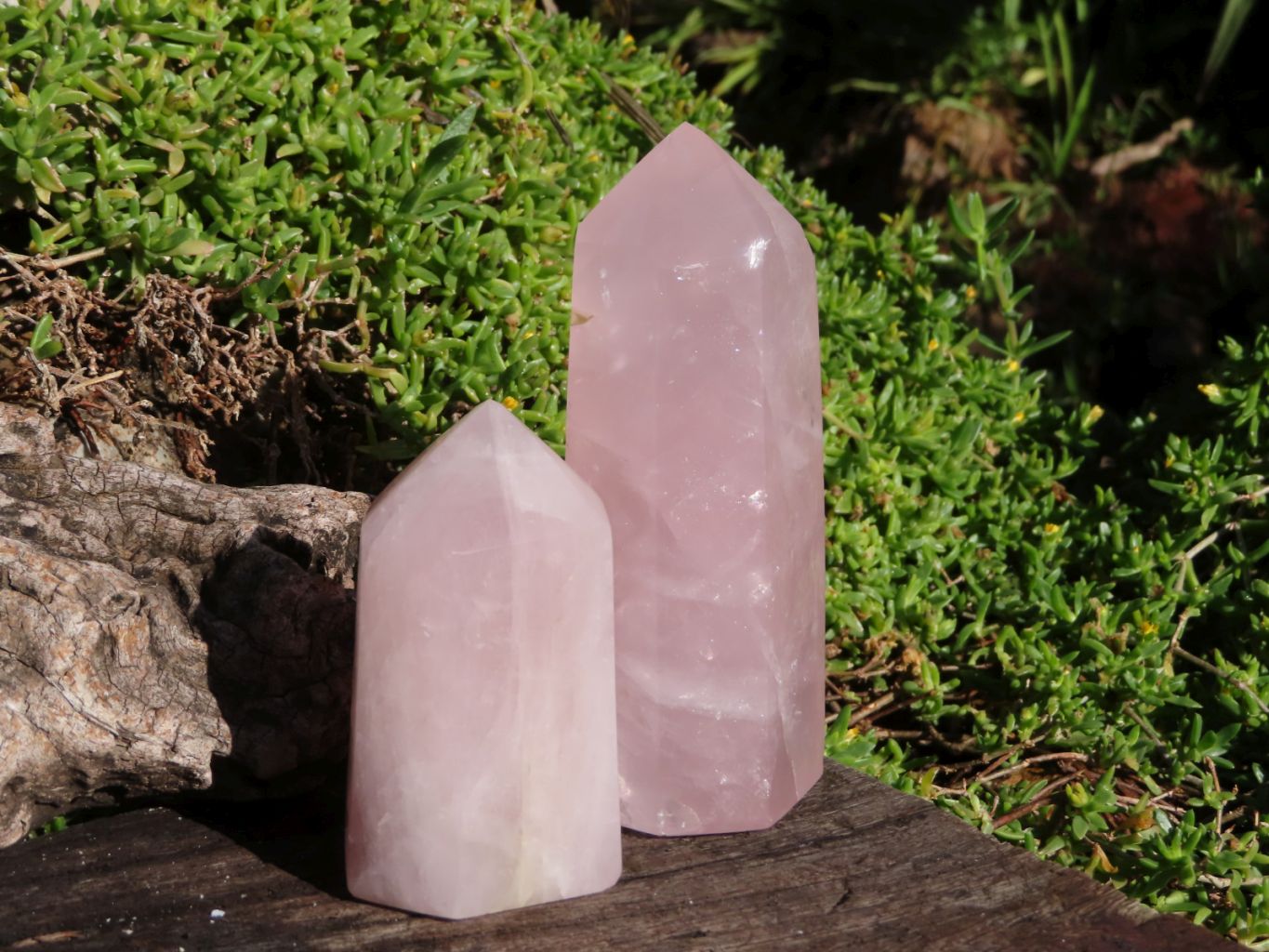 Polished Beautiful Pink Rose Quartz Towers x 3 From Madagascar - TopRock