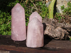 Polished Beautiful Pink Rose Quartz Towers x 3 From Madagascar - TopRock