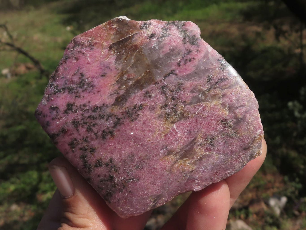 Polished Half Polished Pink & Black Rhodonite Pieces x 5 From Ambindavato, Madagascar - TopRock