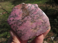Polished Half Polished Pink & Black Rhodonite Pieces x 5 From Ambindavato, Madagascar - TopRock