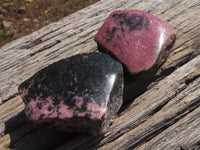 Polished Half Polished Pink & Black Rhodonite Pieces x 5 From Ambindavato, Madagascar - TopRock