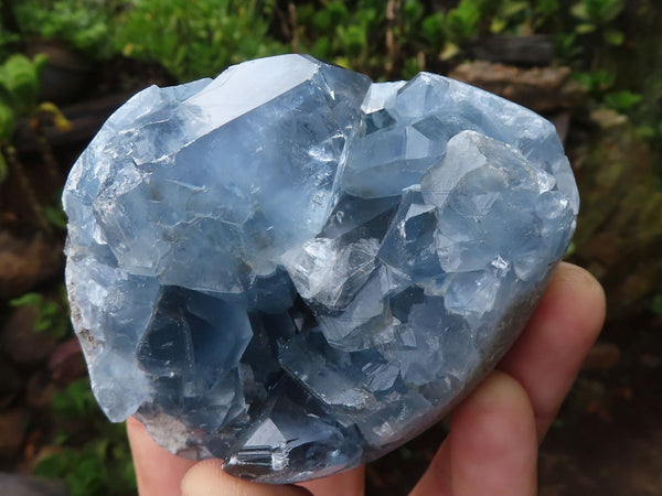 Polished Blue Celestite Crystal Centred Eggs  x 2 From Sakoany, Madagascar - Toprock Gemstones and Minerals 