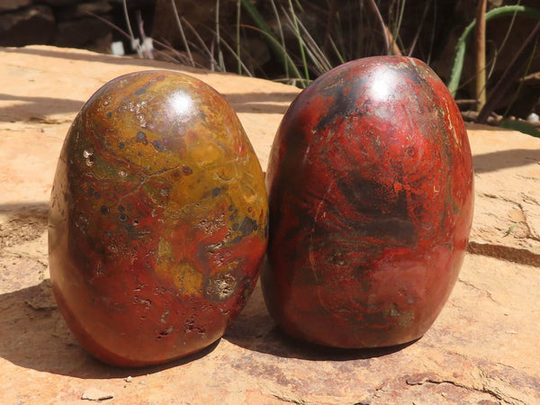 Polished Deep Red Flame Jasper Standing Free Forms x 2 From Madagascar - TopRock