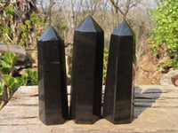 Polished Black Basalt Points  x 4 From Antsirabe, Madagascar