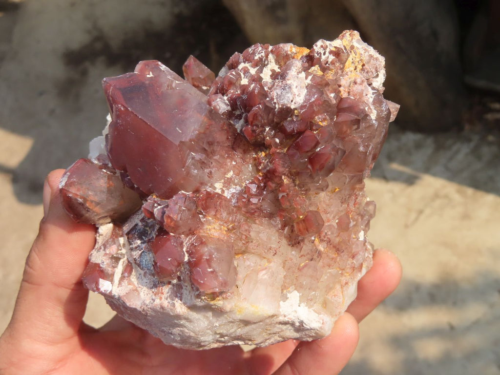 Natural Red Hematoid Quartz Specimens x 3 From Karoi, Zimbabwe - Toprock Gemstones and Minerals 