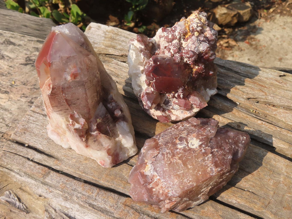 Natural Red Hematoid Quartz Specimens x 3 From Karoi, Zimbabwe - Toprock Gemstones and Minerals 