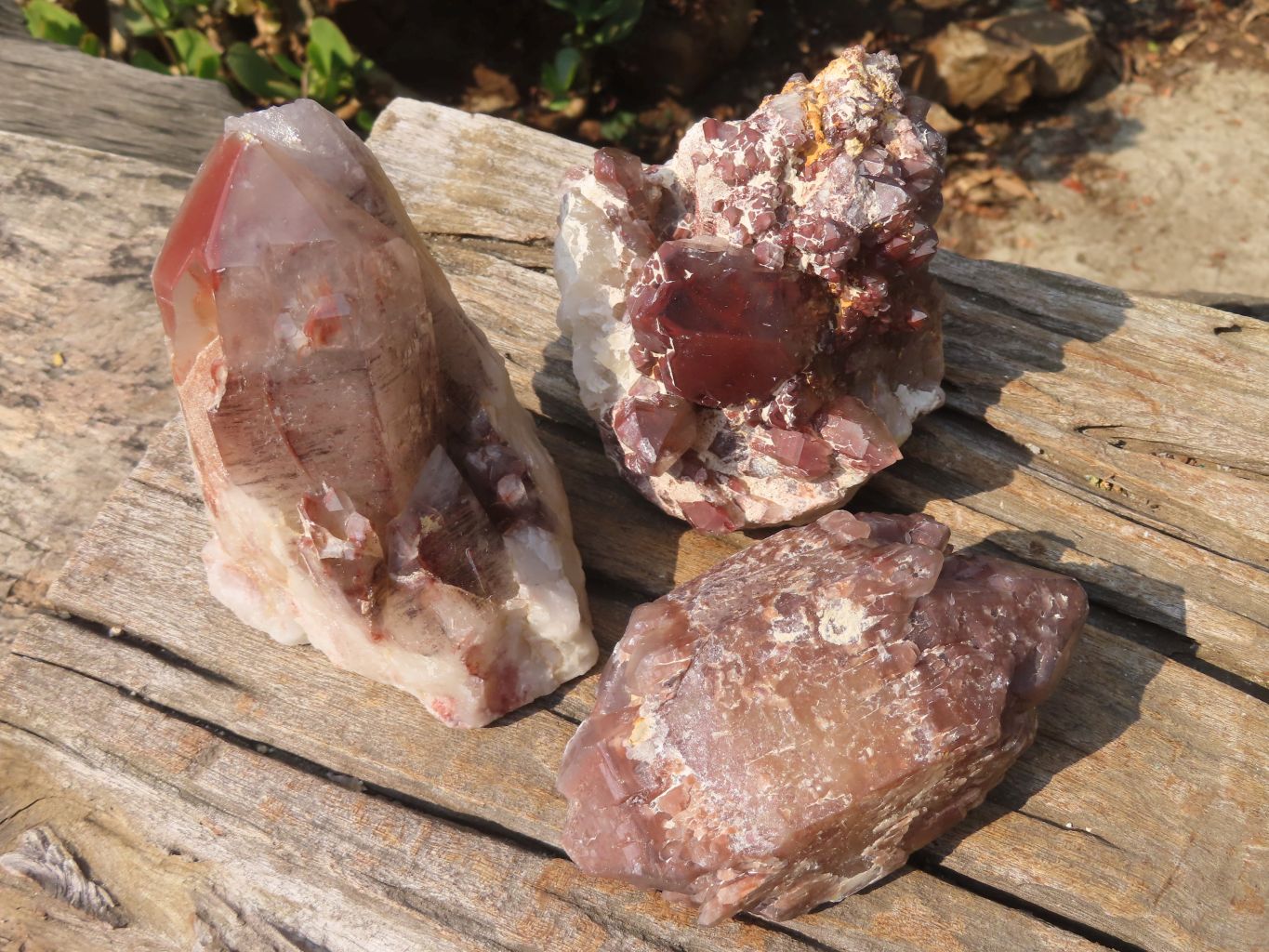 Natural Red Hematoid Quartz Specimens x 3 From Karoi, Zimbabwe - Toprock Gemstones and Minerals 