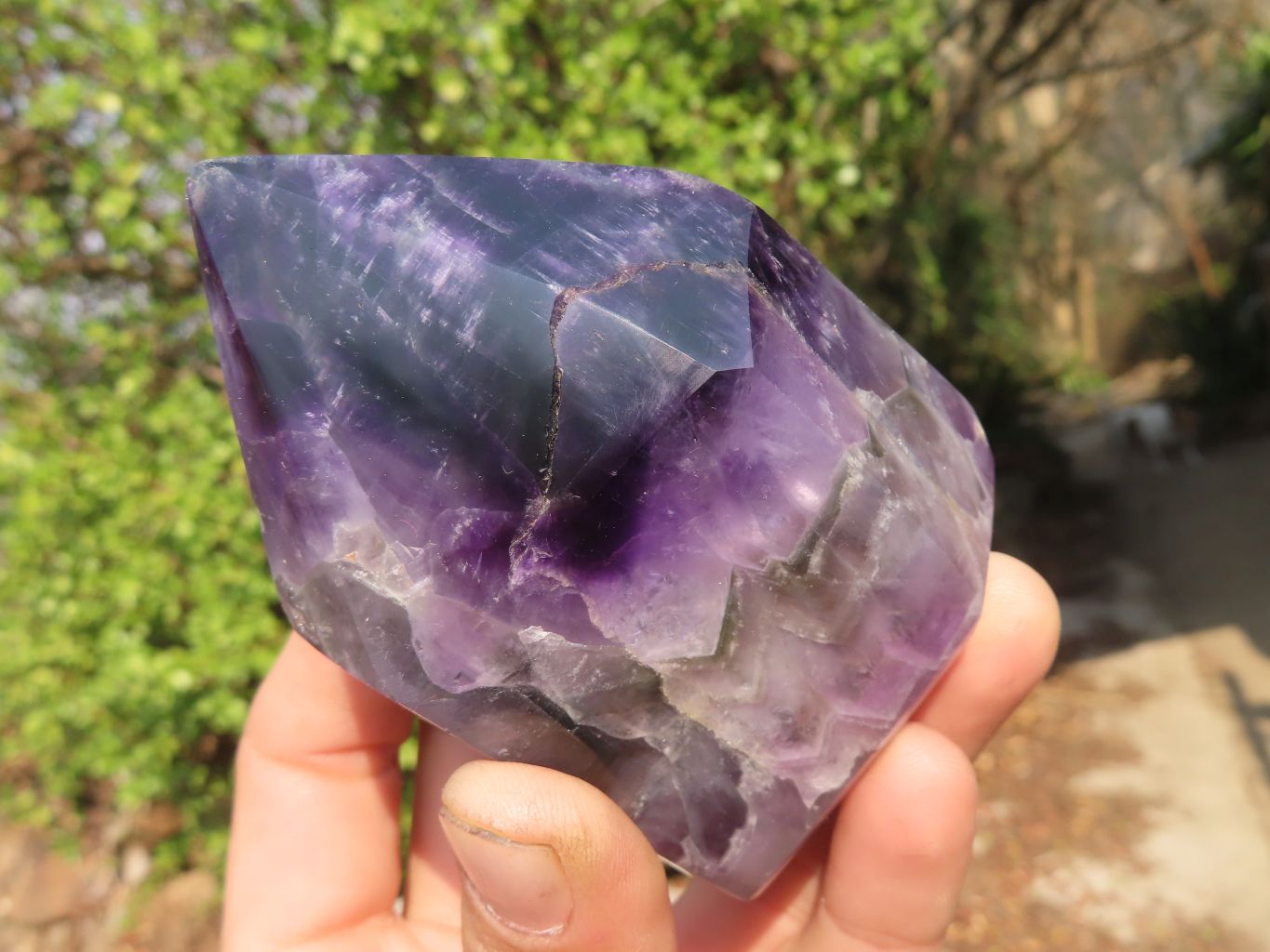 Polished Chevron Amethyst Points x 2 From Zambia - Toprock Gemstones and Minerals 