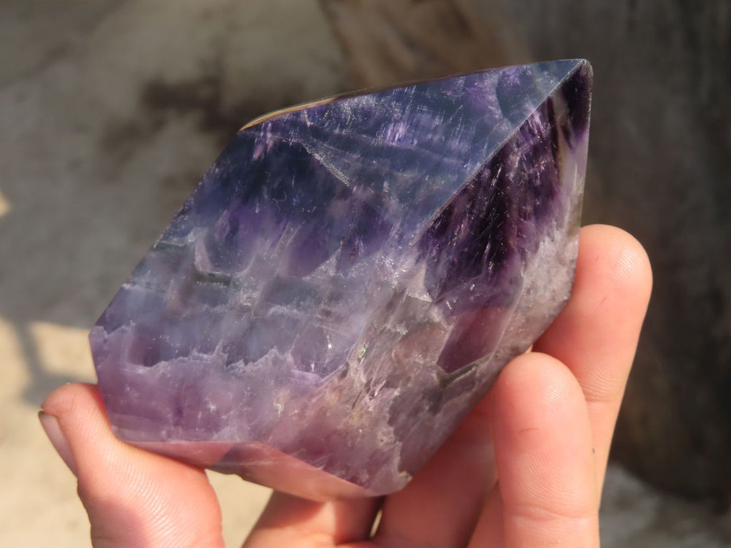 Polished Chevron Amethyst Points x 2 From Zambia - Toprock Gemstones and Minerals 