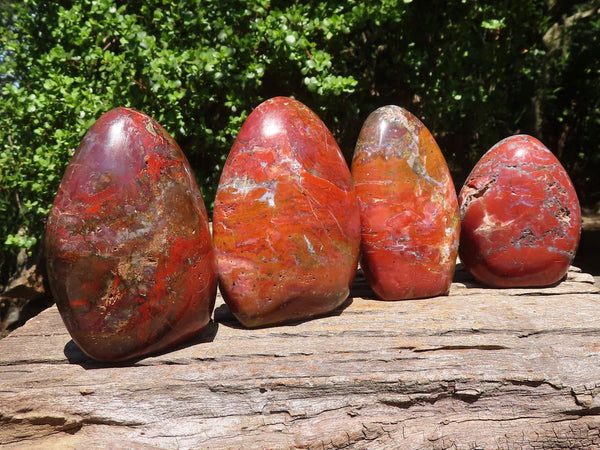 Polished Red Earthy Volcano Jasper Standing Free Forms  x 4 From Madagascar - TopRock