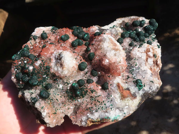 Natural Rare Ball Malachite On Drusi Quartz & Dolomite Matrix  x 1 From Congo - Toprock Gemstones and Minerals 