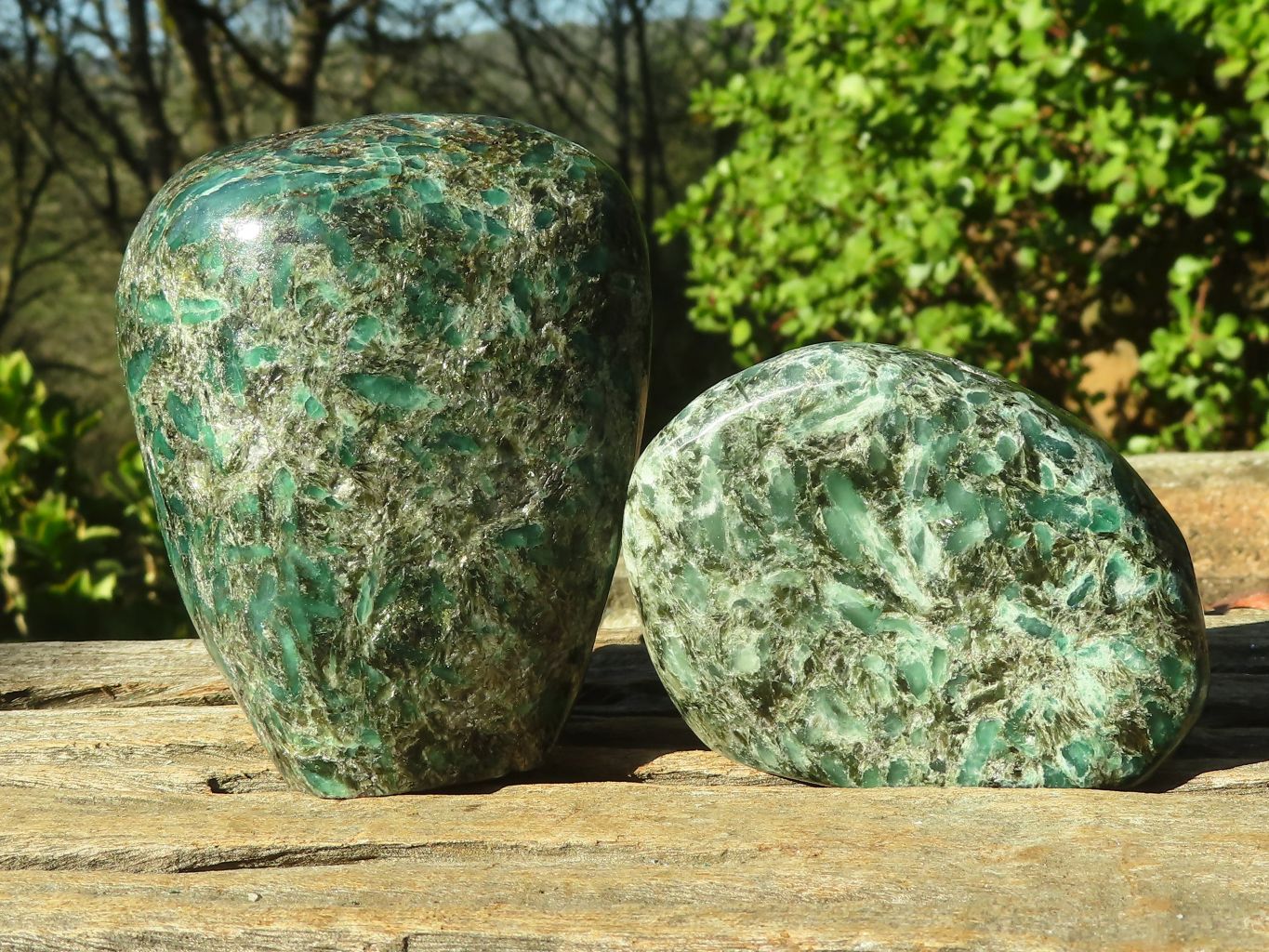 Polished Rare Emerald In Matrix Standing Free Forms  x 2 From Sandawana, Zimbabwe - Toprock Gemstones and Minerals 