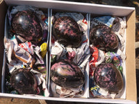 Polished Rhodonite Gemstone Eggs x 6 From Madagascar - Toprock Gemstones and Minerals 