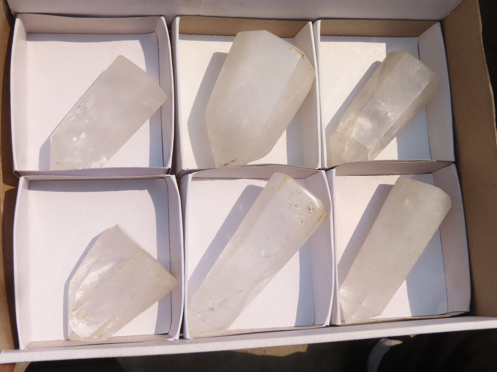 Polished Clear Quartz Crystal Points  x 6 From Madagascar - Toprock Gemstones and Minerals 