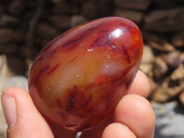 Polished Carnelian Agate Gemstone Eggs x 12 From Madagascar - TopRock