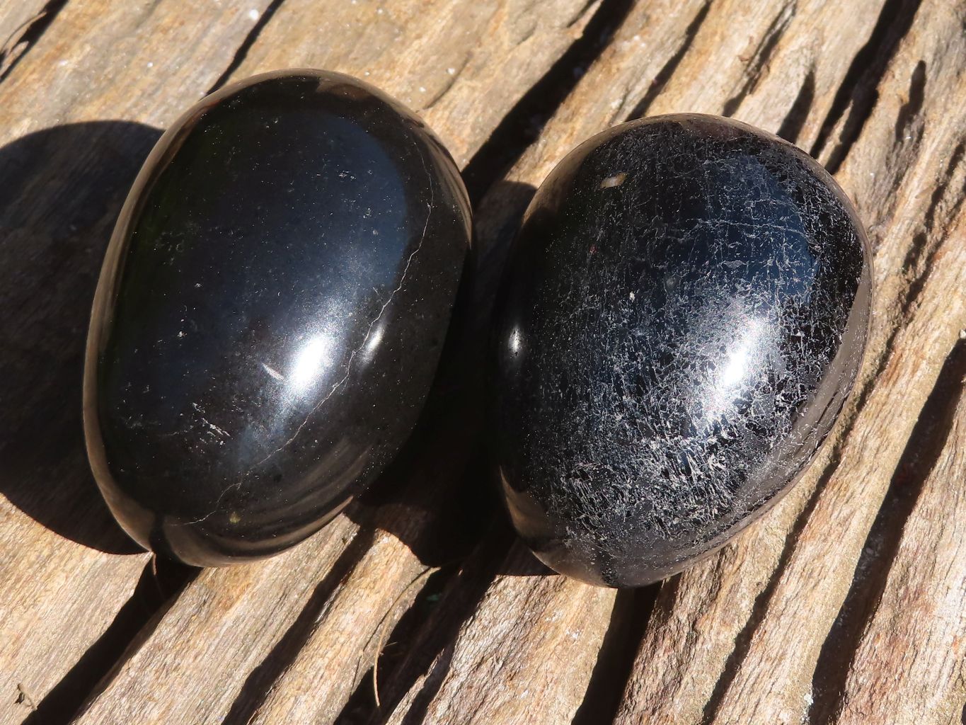Polished Schorl Black Tourmaline Eggs  x 6 From Madagascar - Toprock Gemstones and Minerals 