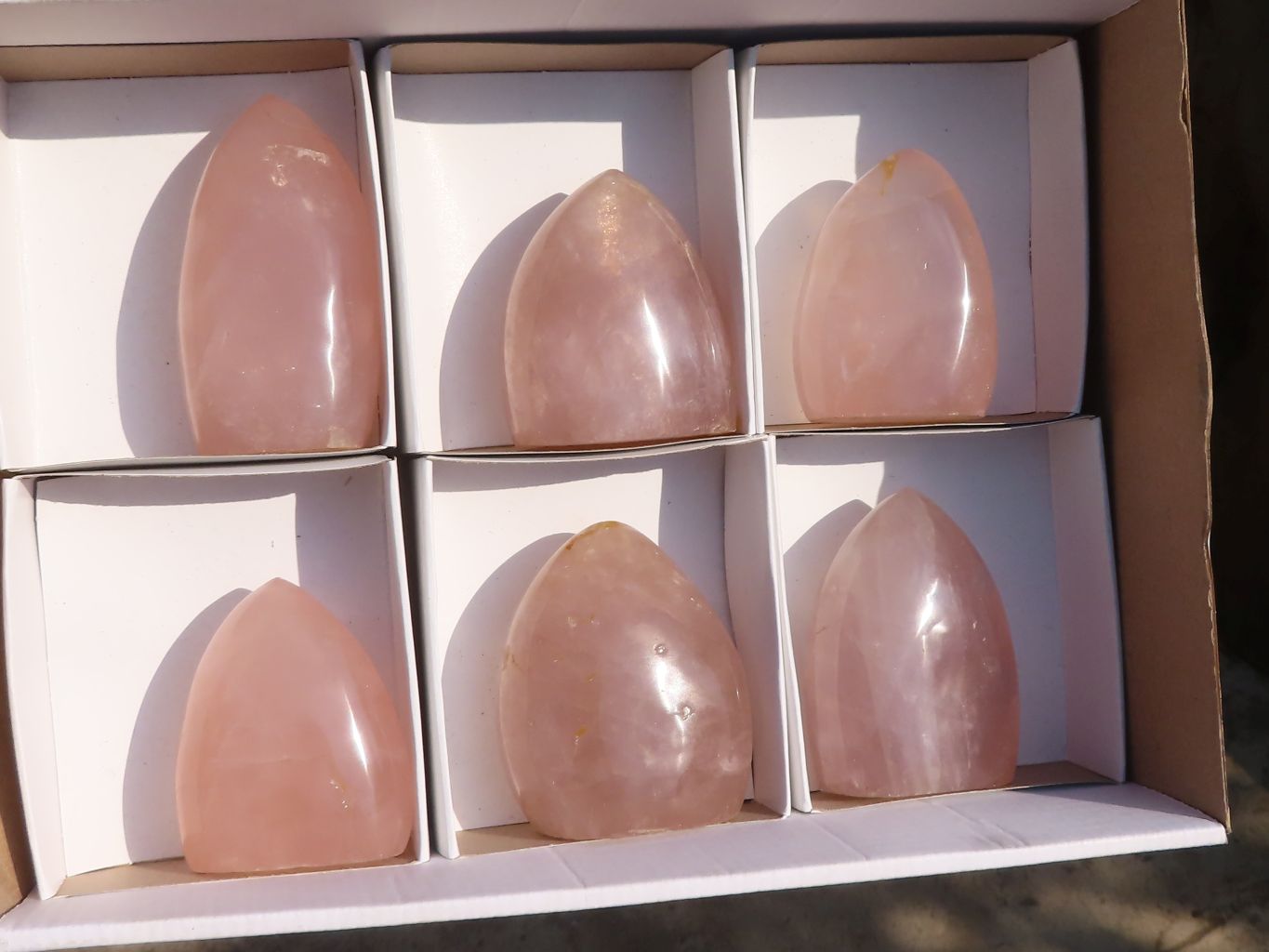 Polished Gemmy Rose Quartz Standing Free Forms x 6 From Madagascar - Toprock Gemstones and Minerals 
