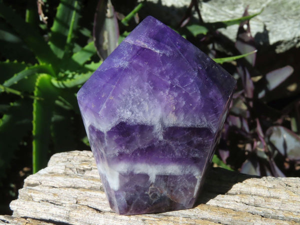 Polished Chevron Amethyst Crystal Points x 3 From Zambia - TopRock