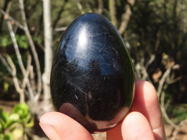 Polished Schorl Black Tourmaline Eggs  x 6 From Madagascar - Toprock Gemstones and Minerals 