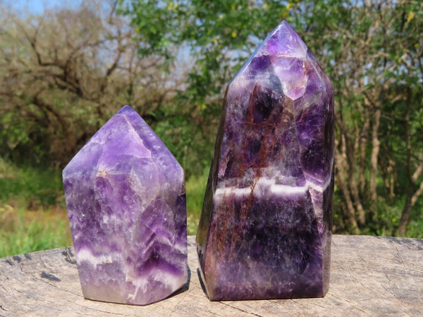 Polished Chevron Amethyst Crystals x 2 From Zambia - TopRock