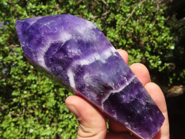 Polished Deep Purple Chevron Amethyst Points  x 2 From Zambia - Toprock Gemstones and Minerals 