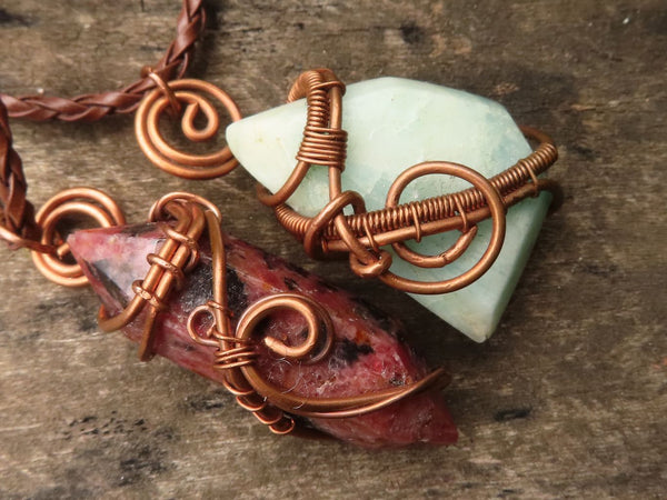 Polished Mixed Copper Wire Wrapped Jewellery Pendants x 6 From Southern Africa - TopRock