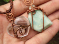 Polished Mixed Copper Wire Wrapped Jewellery Pendants x 6 From Southern Africa - TopRock